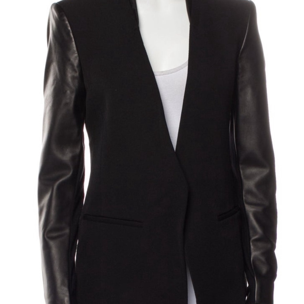 COPY - Helmut Lang Black Leather Trim Wool Blazer size 4 - Picture 8 of 8